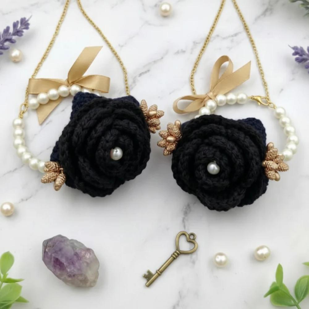Crochet Black Gajry for Girls, comfortable and reusable wrist flowers for girls in Pakistan