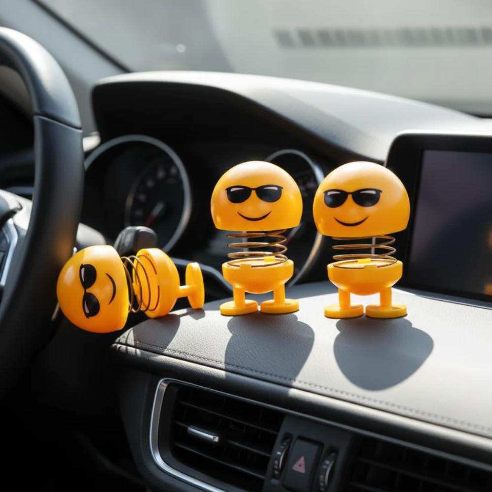 Dancing Emoji Spring Dashboard Toy, playful car accessory for dashboard use in Pakistan