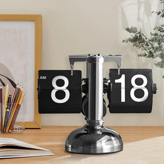 Retro flip clock front view with clear number display