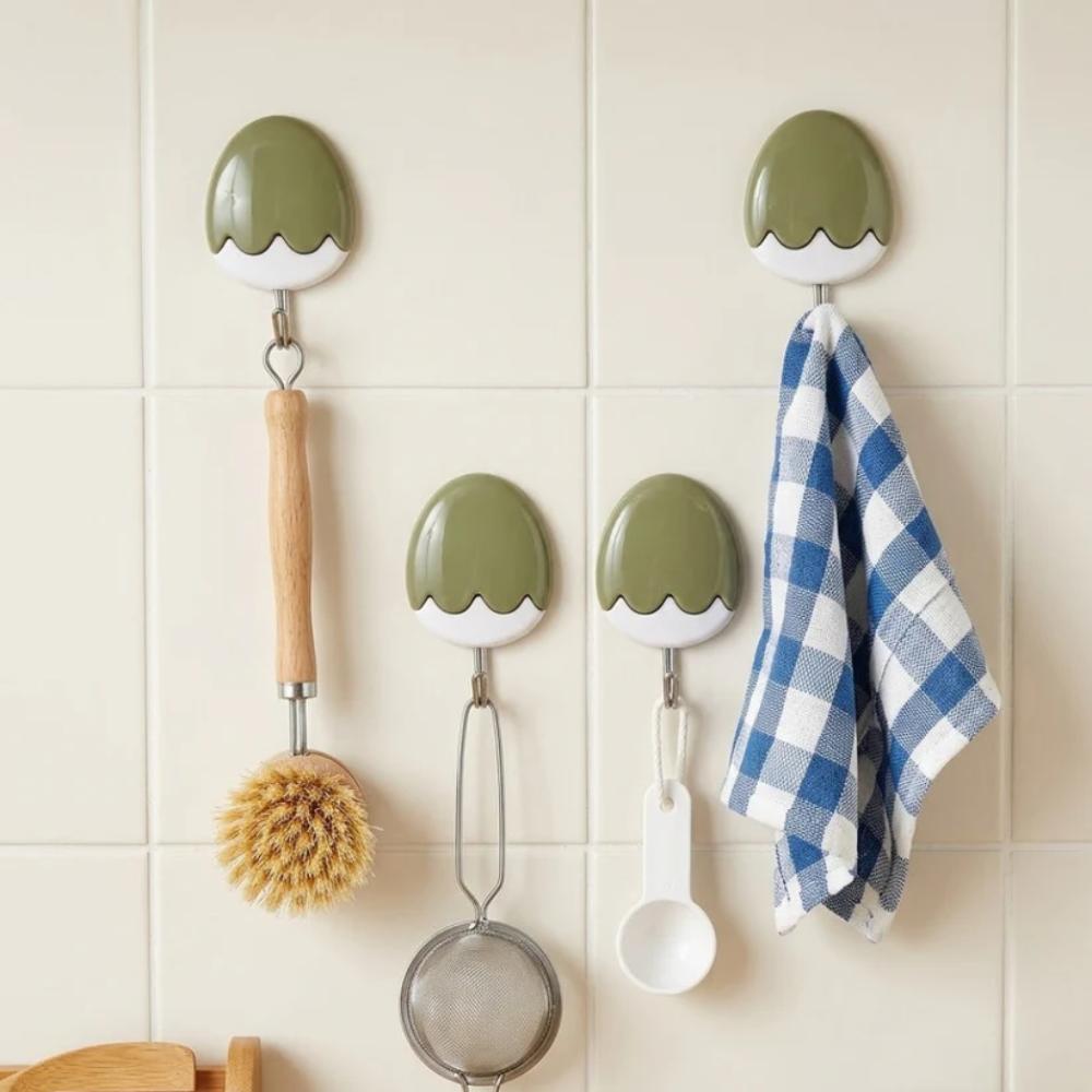 Egg Shape Sticky Wall Hooks, durable adhesive hooks for kitchen and bathroom storage in Pakistan