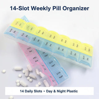 14-Slot Weekly Pill Box, medicine organizer with daily compartments for home use in Pakistan