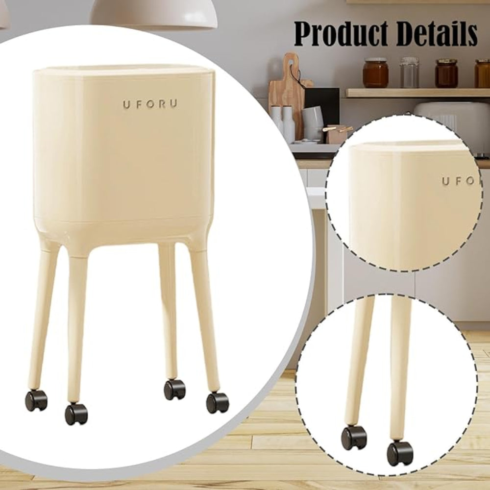 16L trash can with wheels and secure lid design