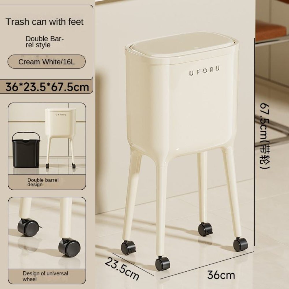 Durable plastic wheeled trash bin with lid for daily use