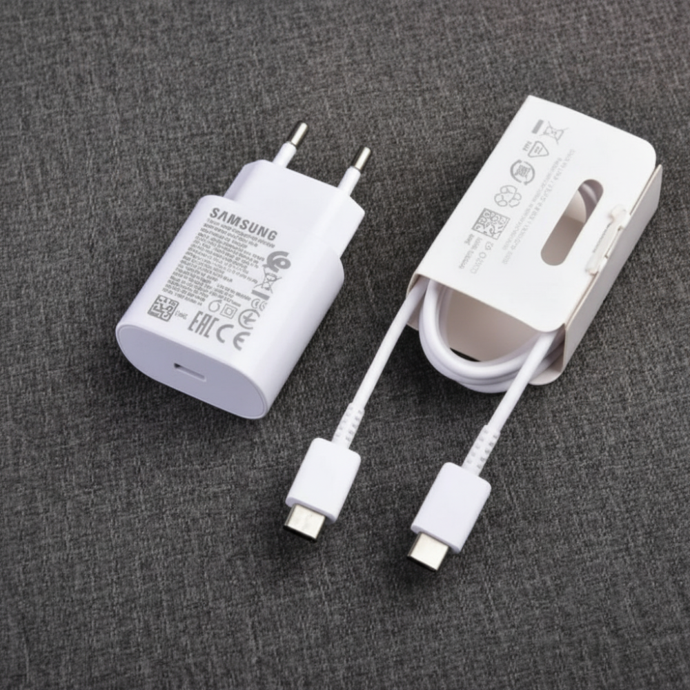25W super fast USB-C charger with Type-C cable for quick charging