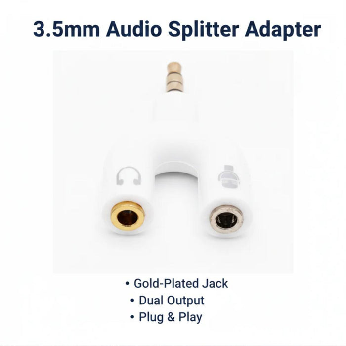 3.5mm Audio Jack To Headphone Microphone Splitter Adapter, easy use mic and headphone splitter in Pakistan