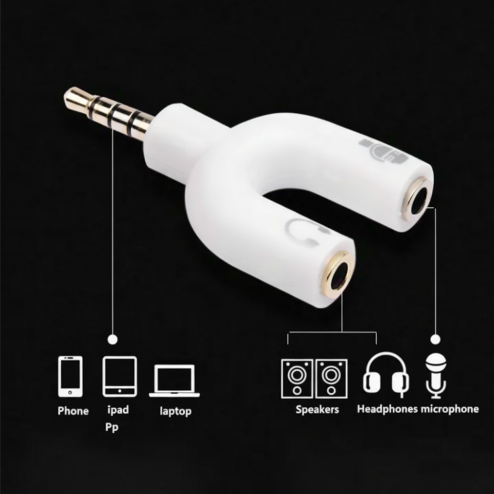 3.5mm audio splitter adapter used with mobile phone