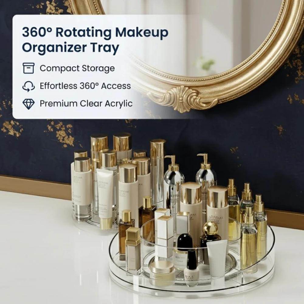 360° Rotating Makeup Organizer, easy use rotating makeup storage for vanity in Pakistan