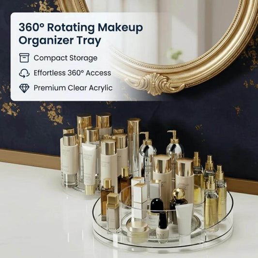 360° Rotating Makeup Organizer, easy use rotating makeup storage for vanity in Pakistan