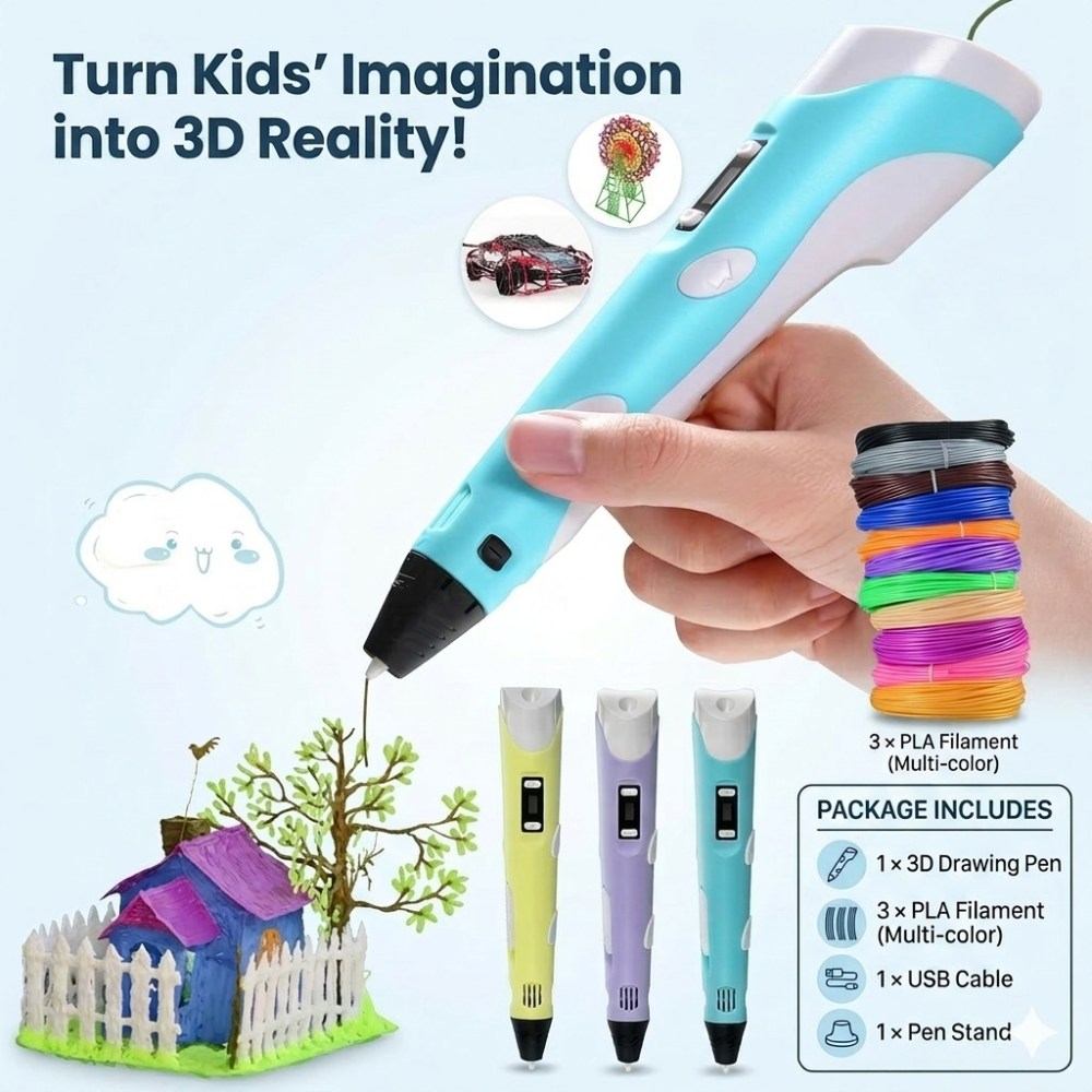 3D Printing Pen for Kids with 3 Random PLA Filaments