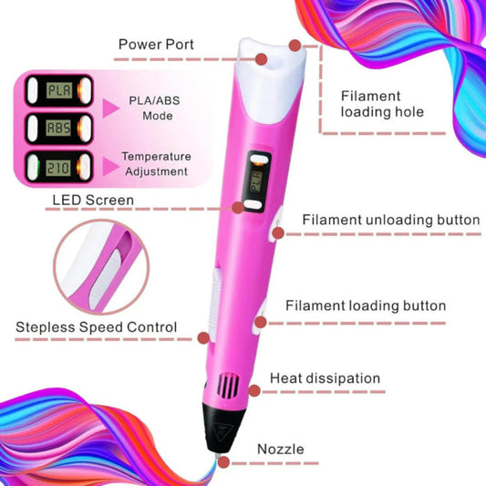 3D printing pen with PLA filament for safe creative drawing