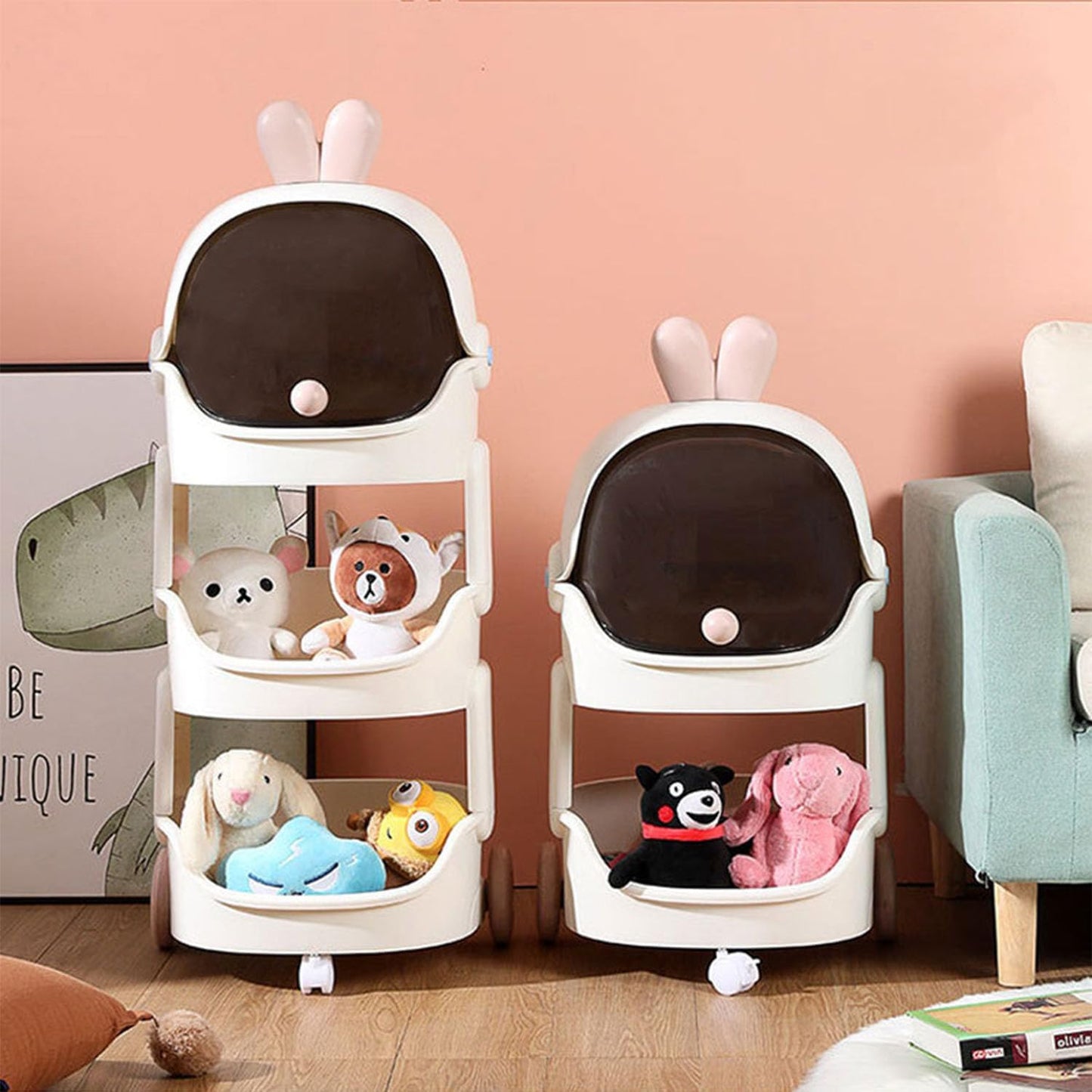 3-Tier Baby Storage Cart with Wheels