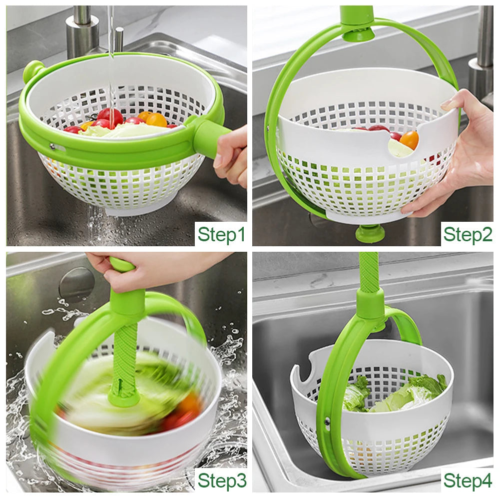 2-in-1 Vegetable Drain Basket with Spinner