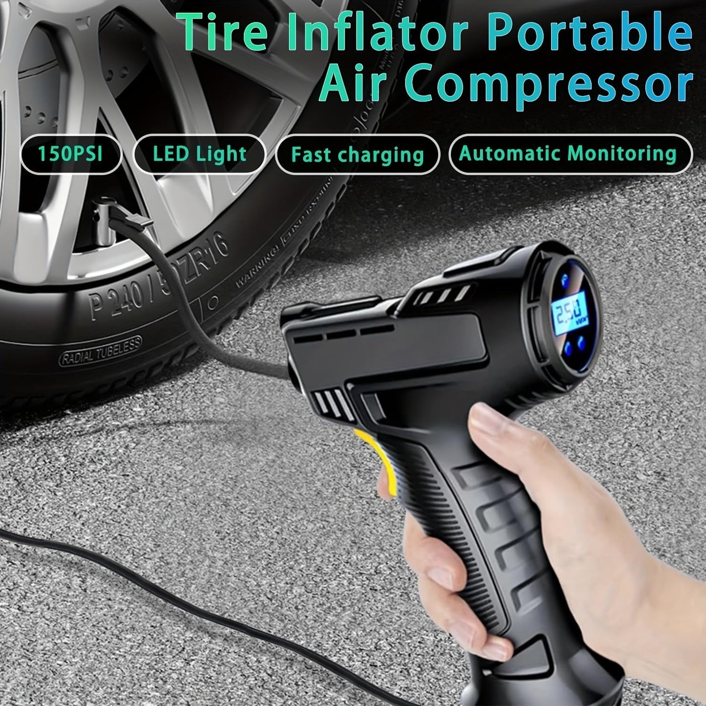 Electric Car Tyre Inflator with Digital Display