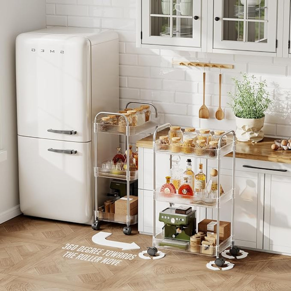 Acrylic storage cart for kitchen organization