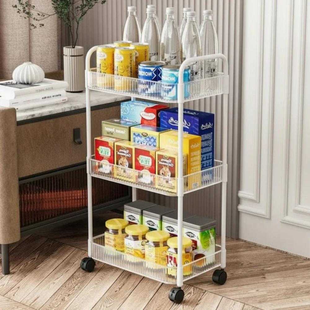 3-Tier Acrylic Rolling Storage Cart, durable rolling cart for kitchen and bath room storage in Pakistan