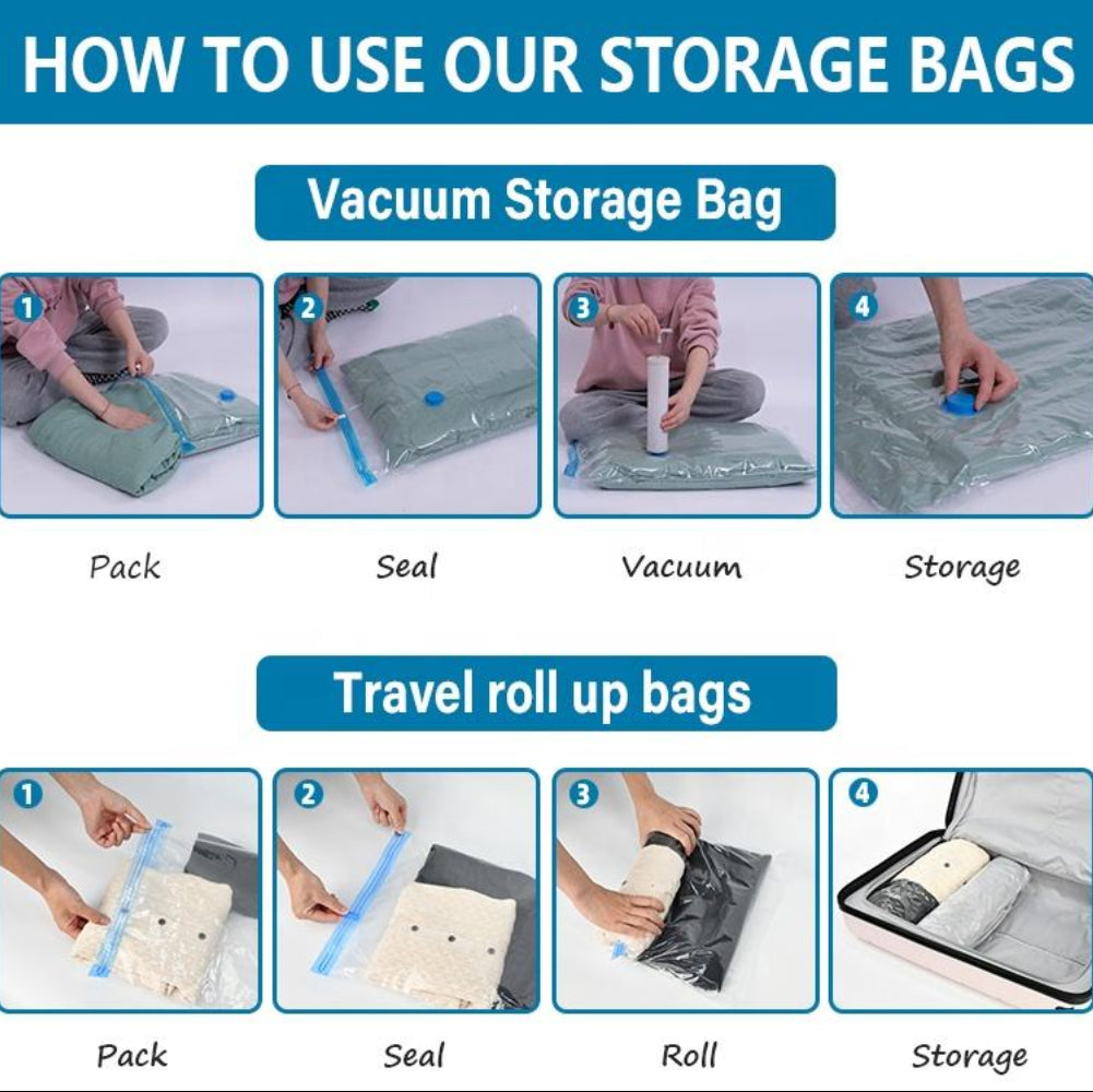 Airtight vacuum storage bag seal for long term storage