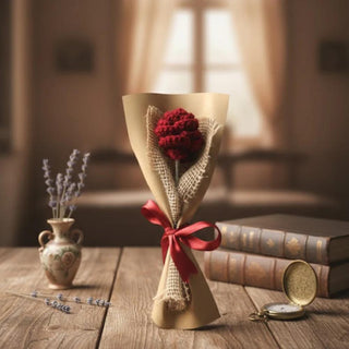 Crochet Red Rose Flower, traditional handmade rose for Gifting in Pakistan