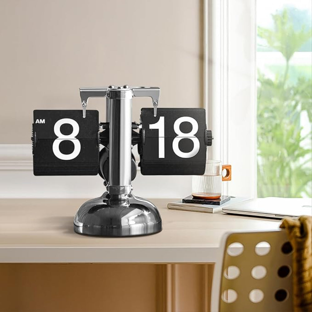 Mechanical auto flip clock showing flipping number mechanism