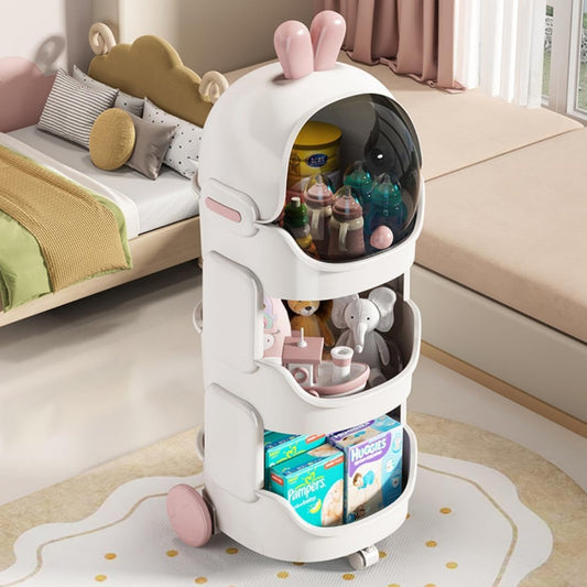 Baby storage cart with three tiers for diapers and baby items