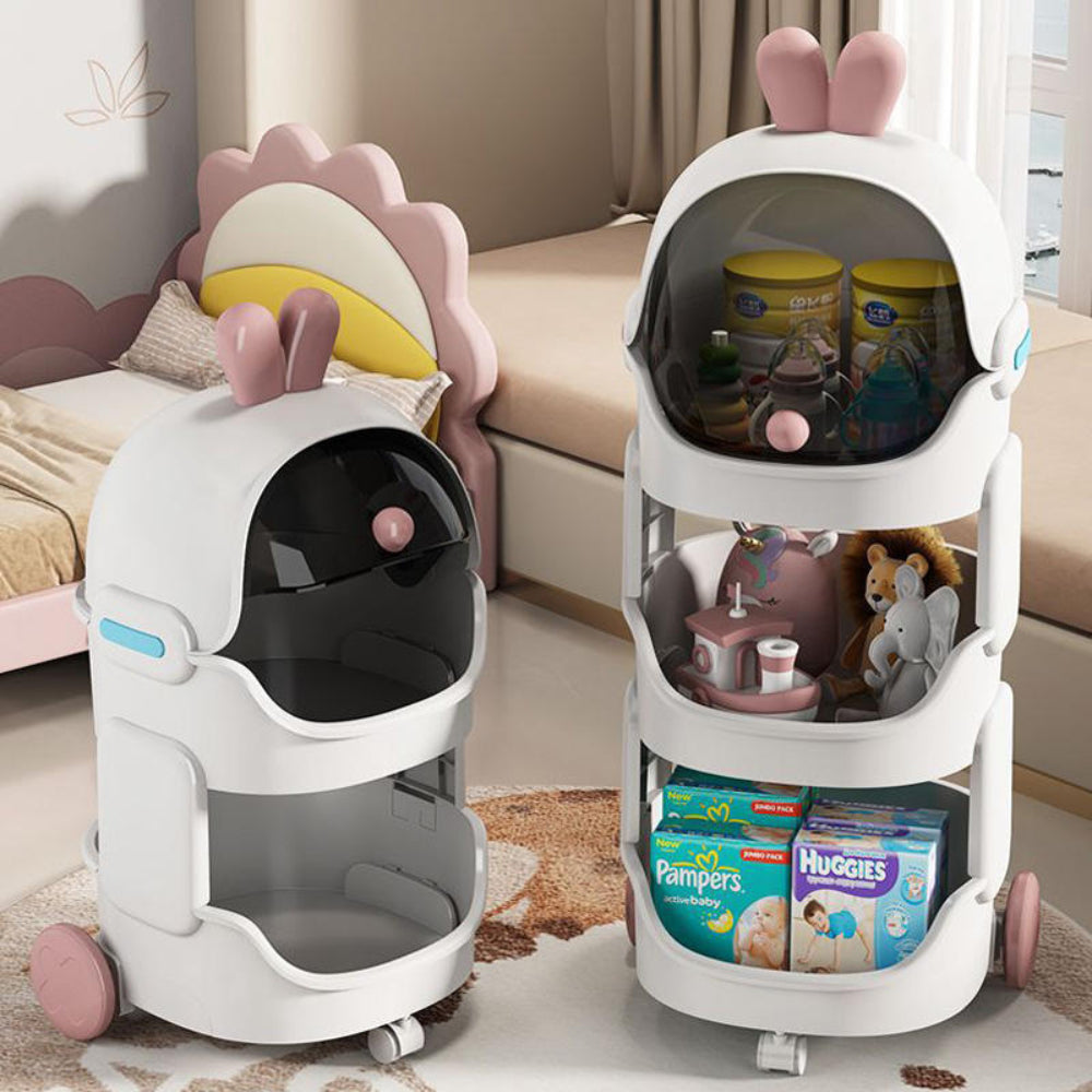 Baby storage cart with wheels easy to move around home