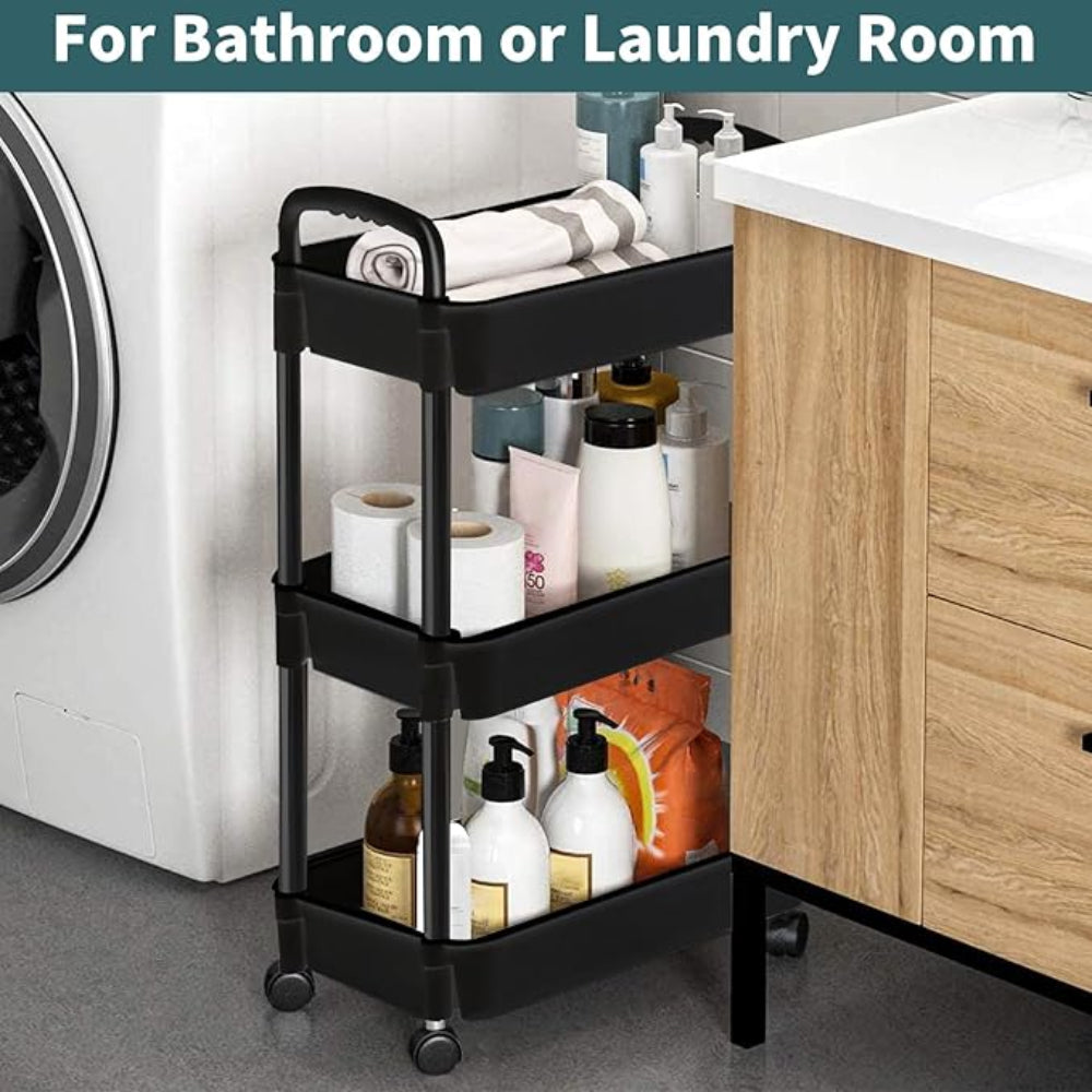3 tier storage cart with wheels for bathroom and laundry use