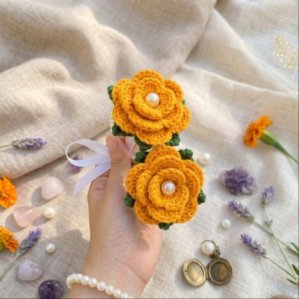 Desi handmade crochet gajra orange traditional wear