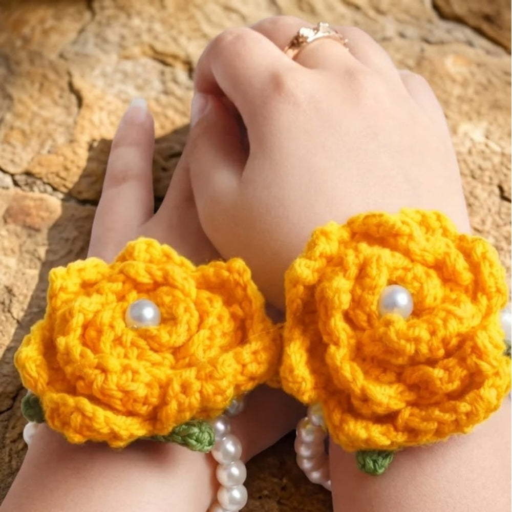 Orange crochet gajra gift for girls and women