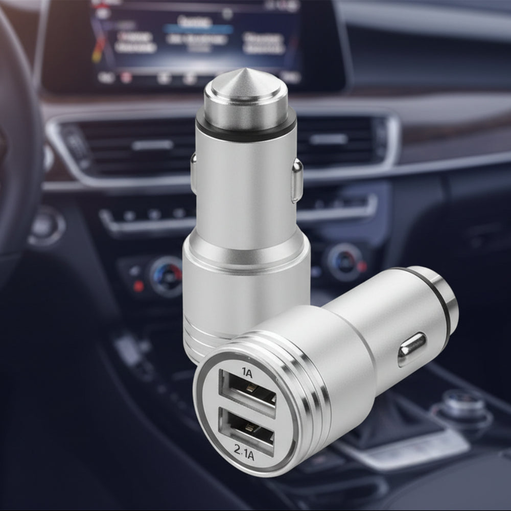 Bullet style dual USB car charger for charging two devices at once