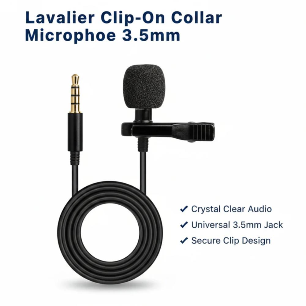 Lavalier Clip-On Collar Microphone, small mic for recording voice and videos in Pakistan