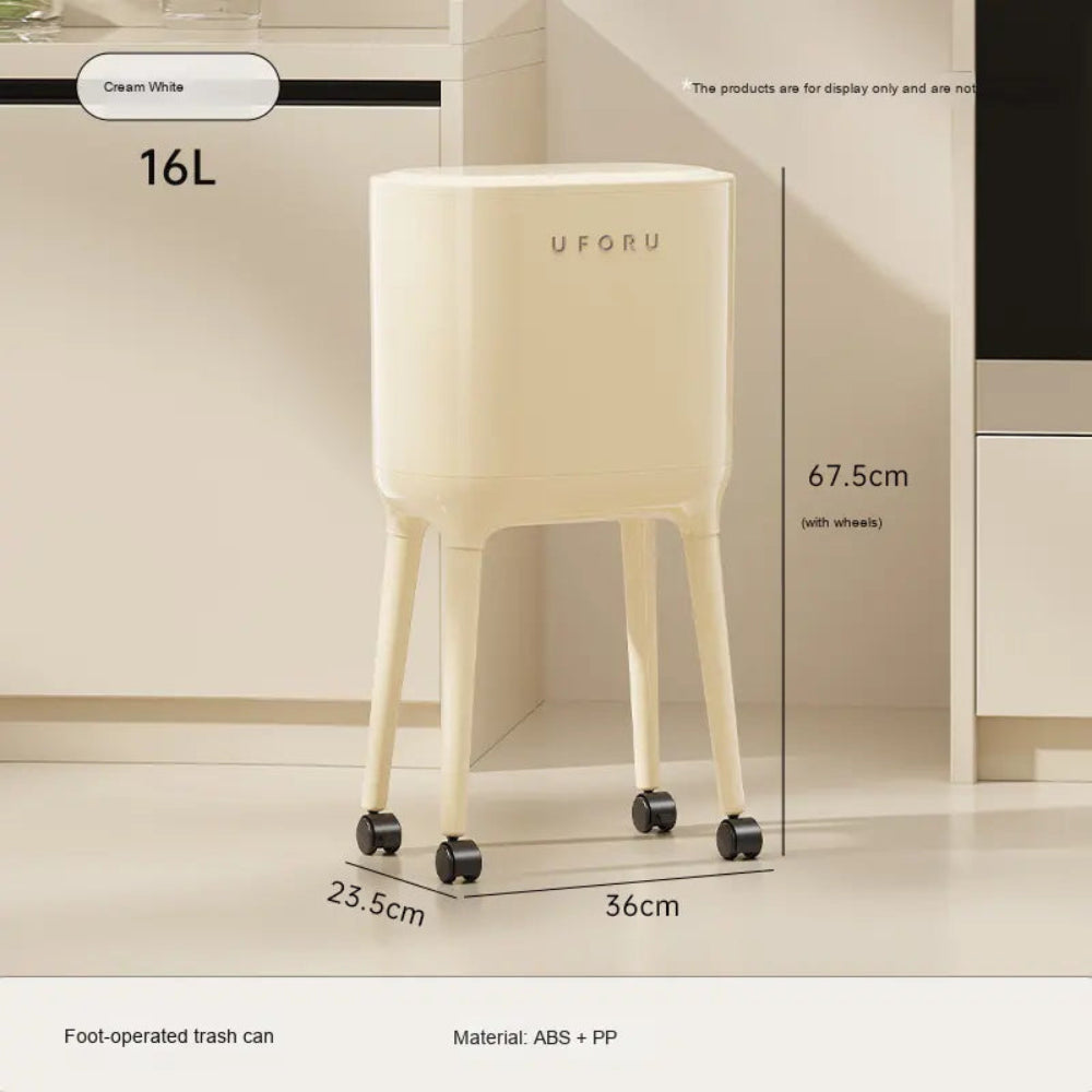 Compact size 16L trash can with wheels for small spaces