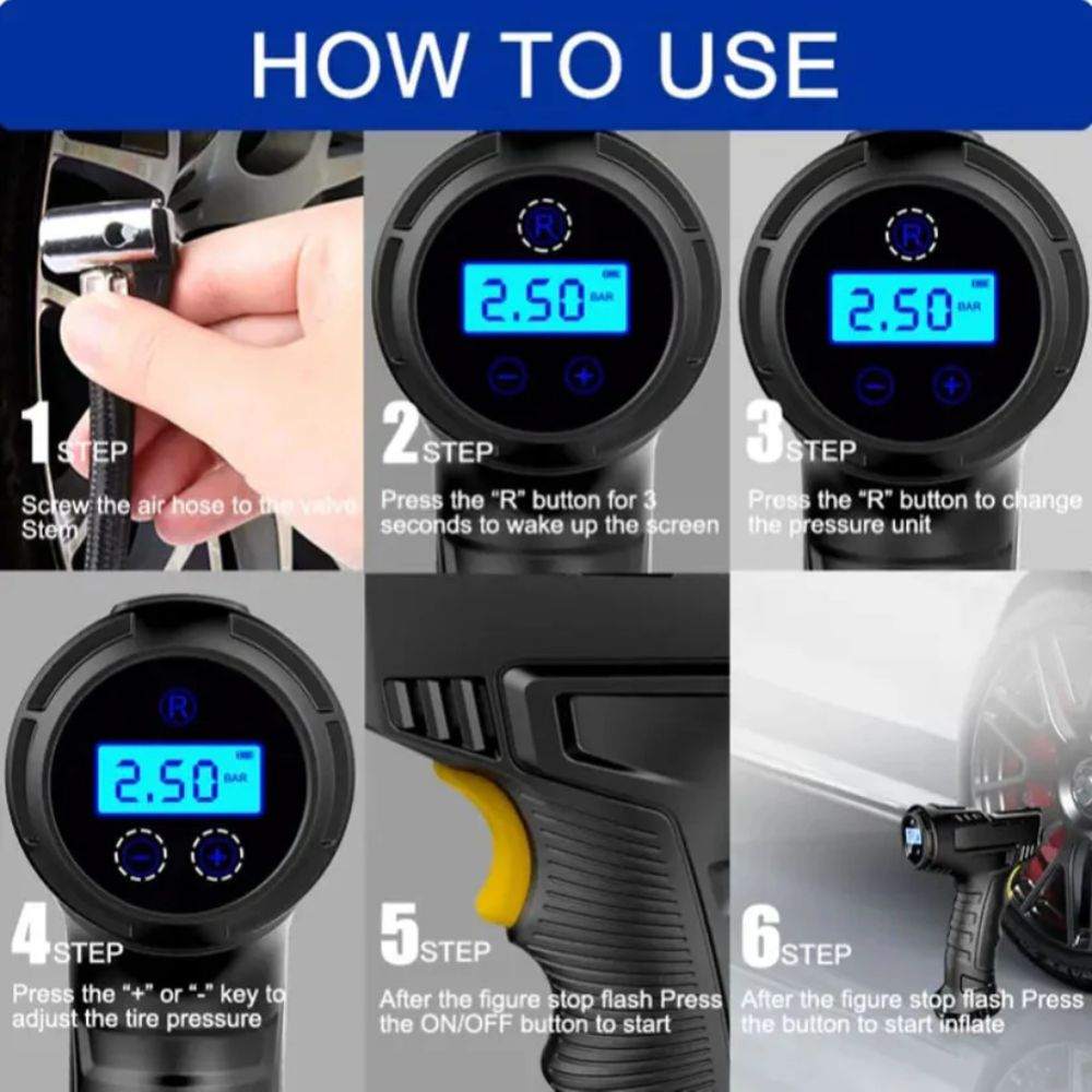 Electric Car Tyre Inflator, portable electric air pump for car tyre and Bikes inflation at home in Pakistan