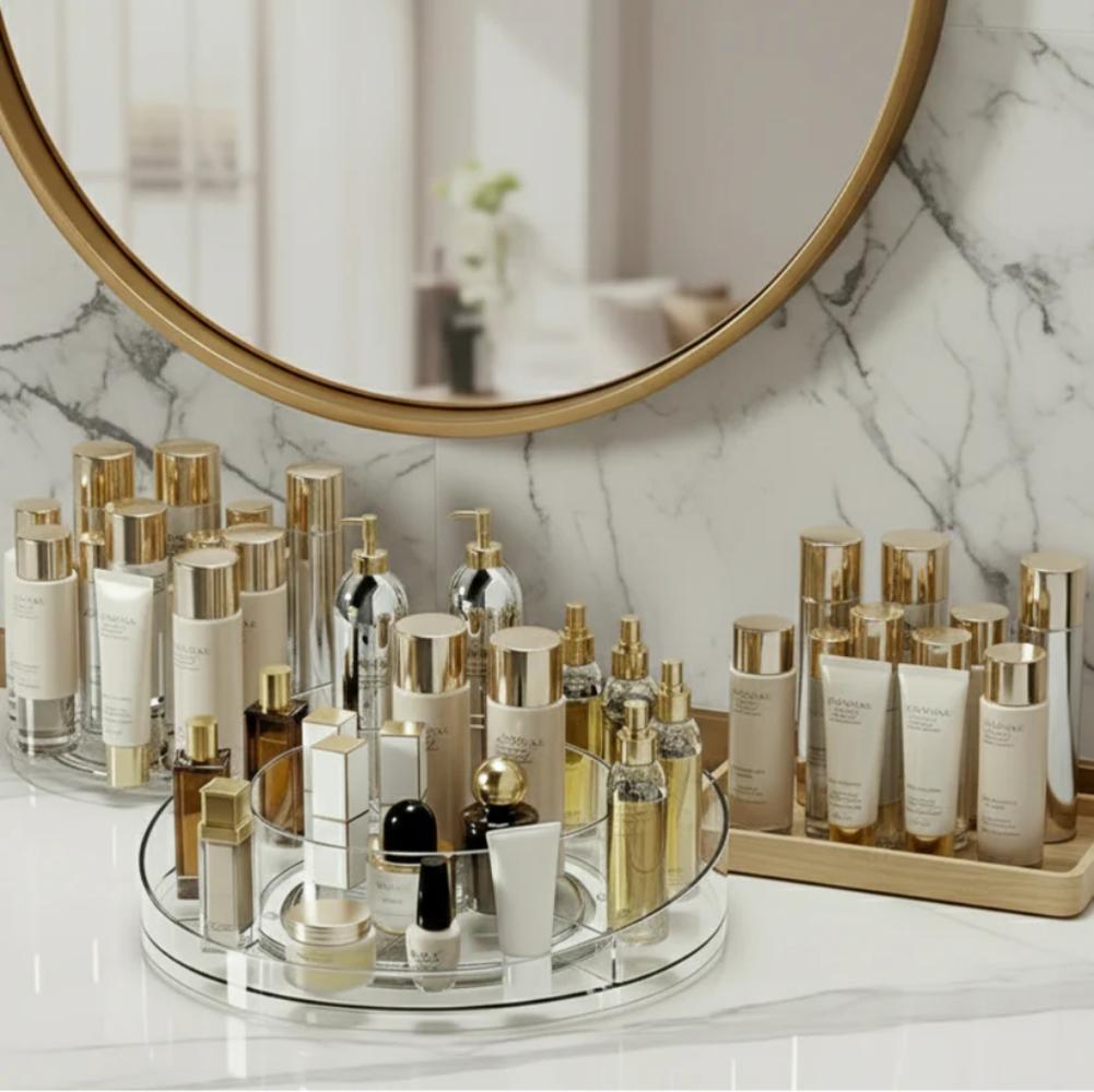 360° Rotating Makeup Organizer, compact organizer for cosmetics and brushes in Pakistan