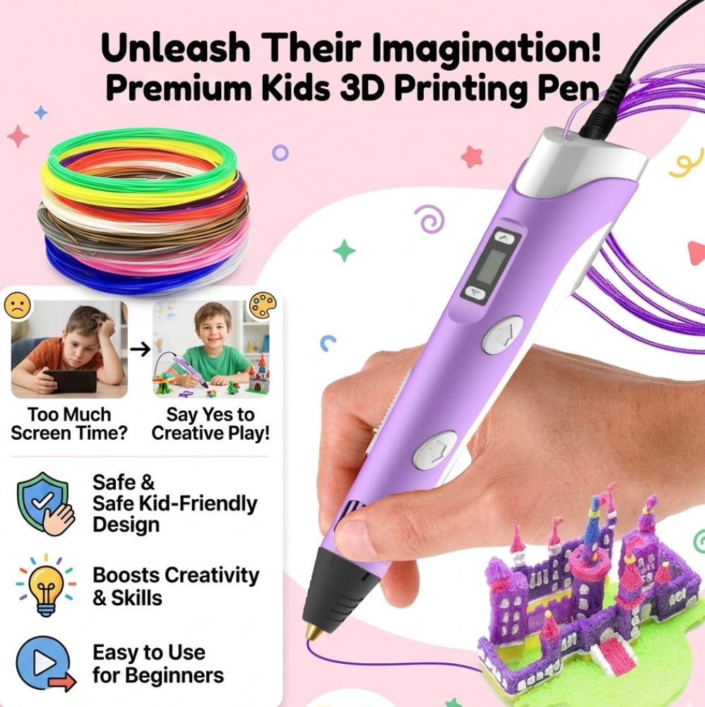 3D Printing Pen for Kids with 3 Random PLA Filaments
