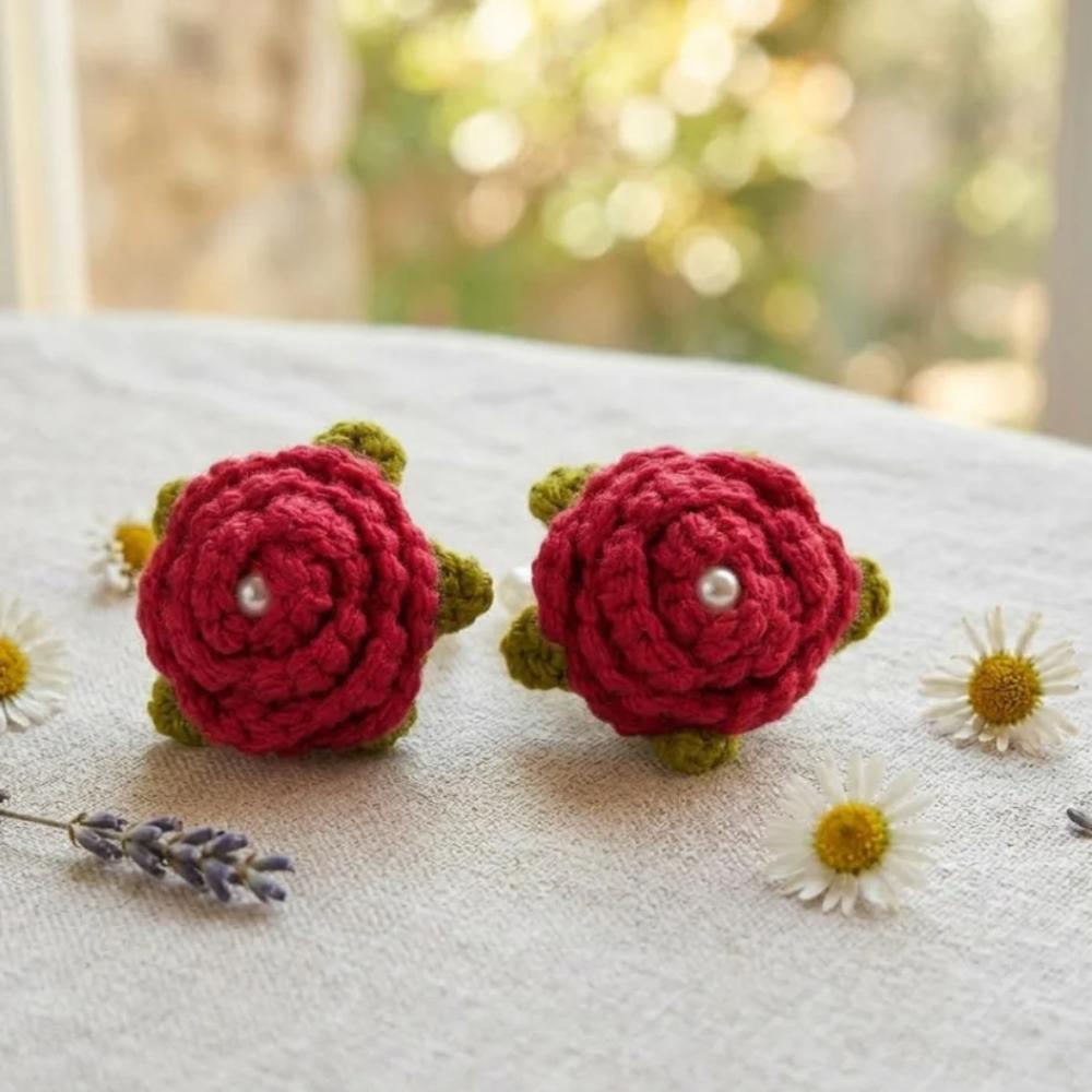 Crochet red baby gajry, cute handmade baby accessory for special occasions in Pakistan