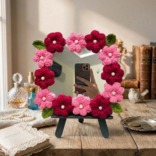 Handmade Crochet Flower Vanity Mirror