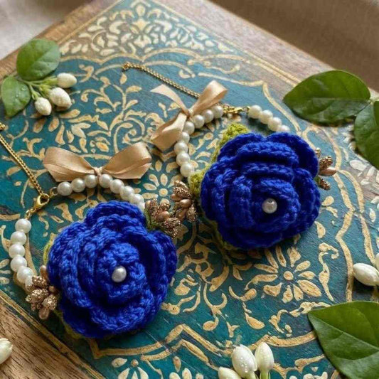 Crochet Dark Blue Gajry for Girls, beautiful stylish handmade wrist accessory for young girls in Pakistan