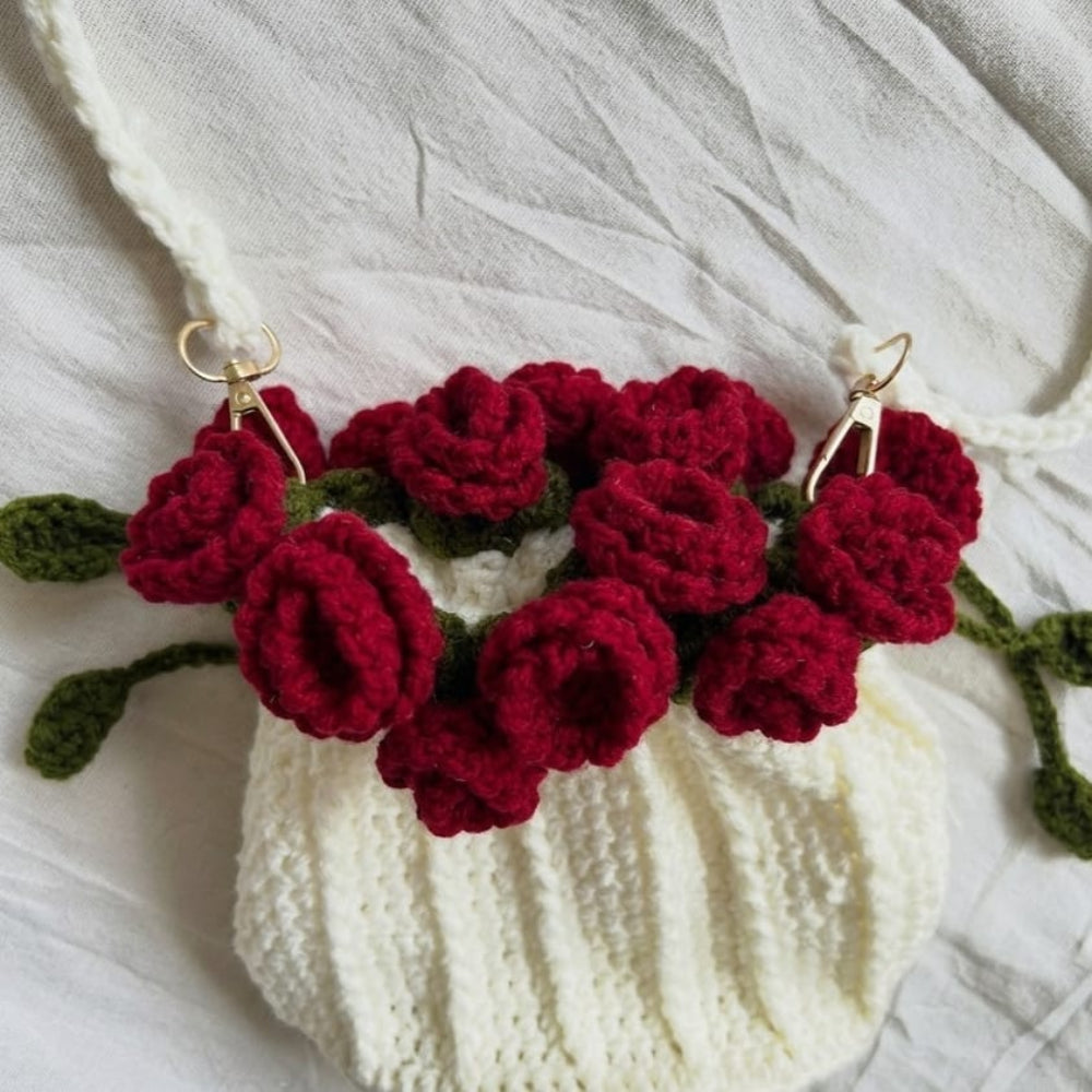 Cute crochet flower bag aesthetic style
