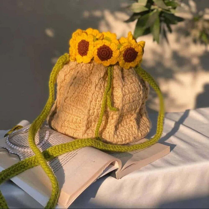 Handmade Crochet Sunflower Bag for Girls, beautiful handmade yarn bag for girls for everyday use in Pakistan