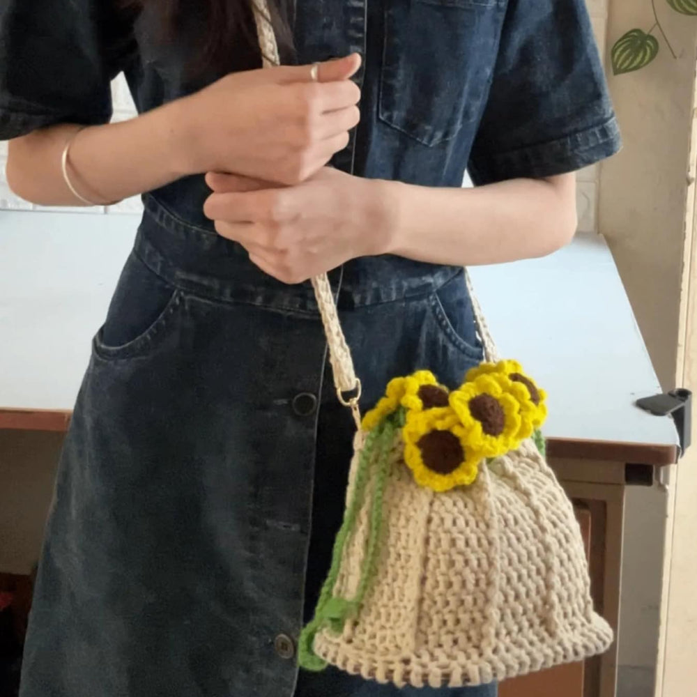 Handmade crochet sunflower bag for girls