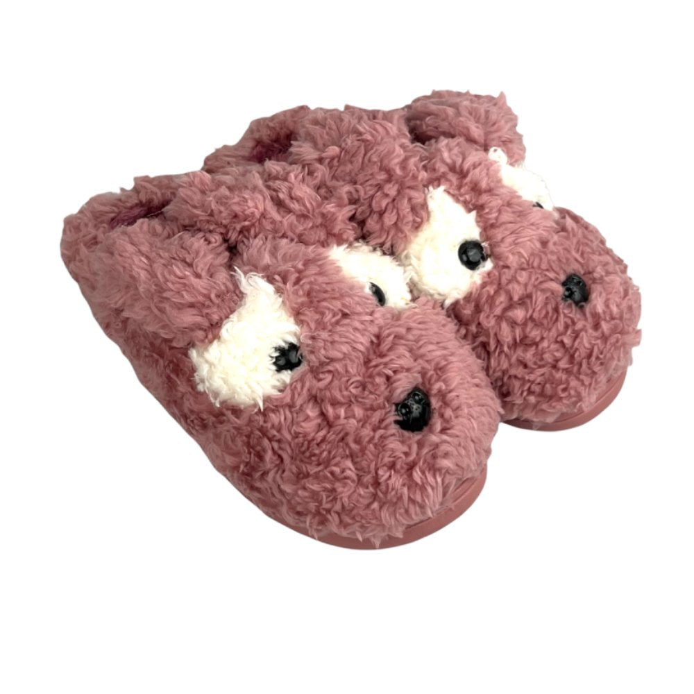 Cute bear plush house slippers with a soft inner lining, thick cushioned sole, and comfortable fit for everyday indoor use.