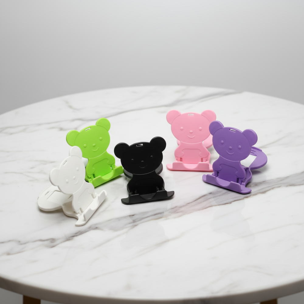 Cute cat mobile stand holding smartphone on desk