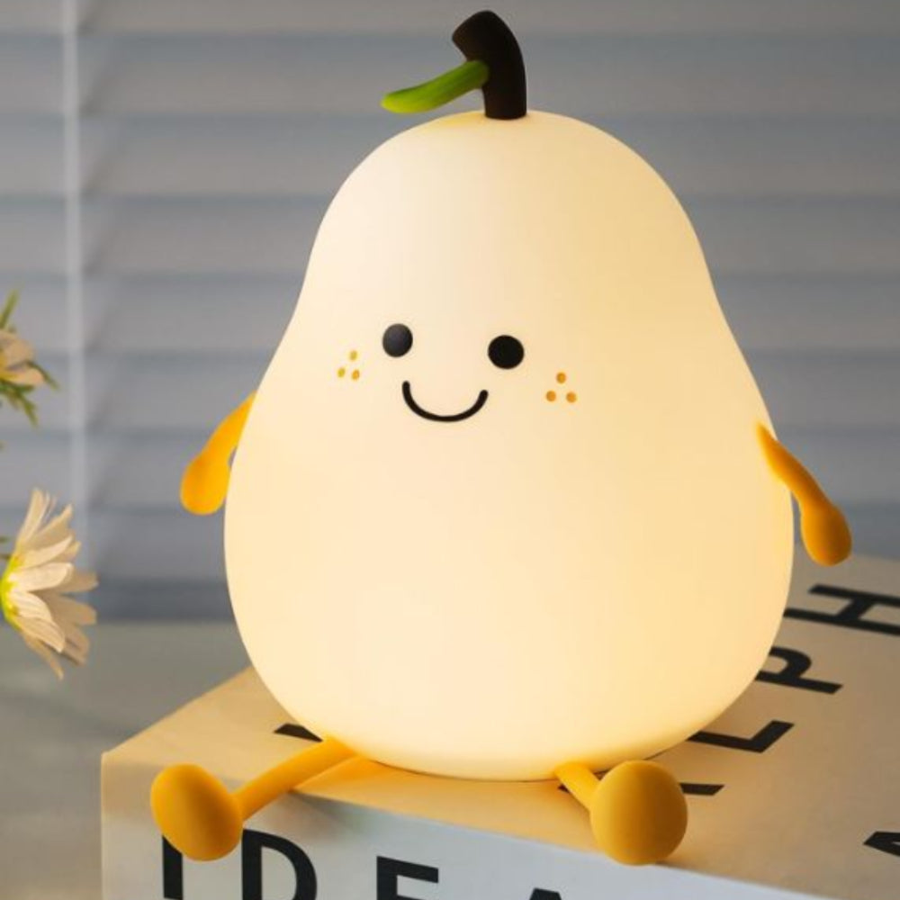 Cute LED silicone pear night light for kids room