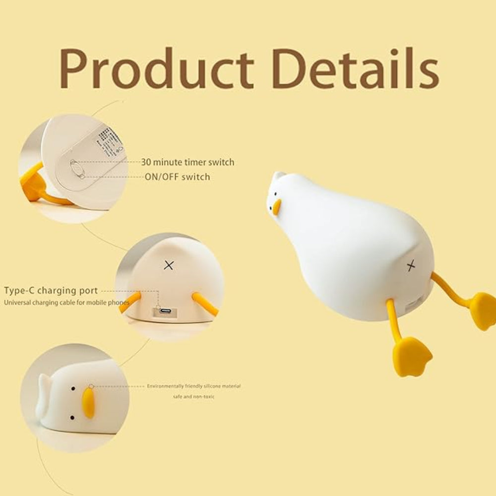 Lying Flat Duck Silicon Lamp Rechargeable LED Night Light