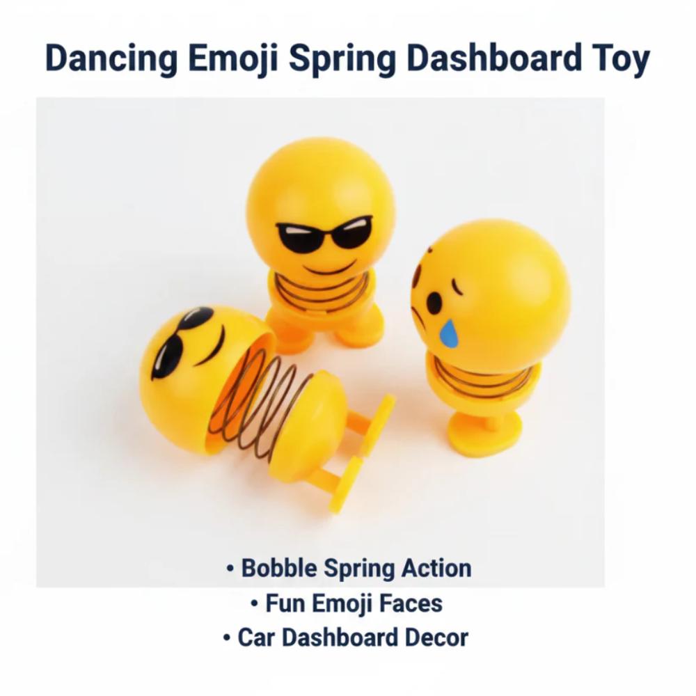 Dancing Emoji Spring Dashboard Toy, car decoration toy that moves with vibration in Pakistan