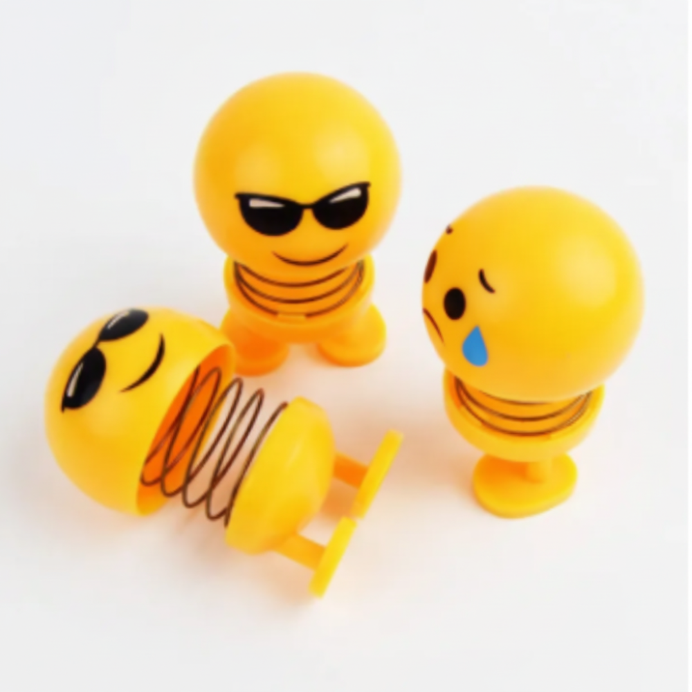 Dancing emoji spring dashboard toy for car decoration