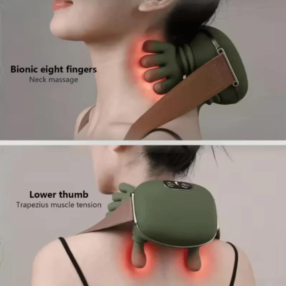 Rechargeable Neck & Back Massager with Heat Finger Nodes, comfortable massage device for muscles in Pakistan