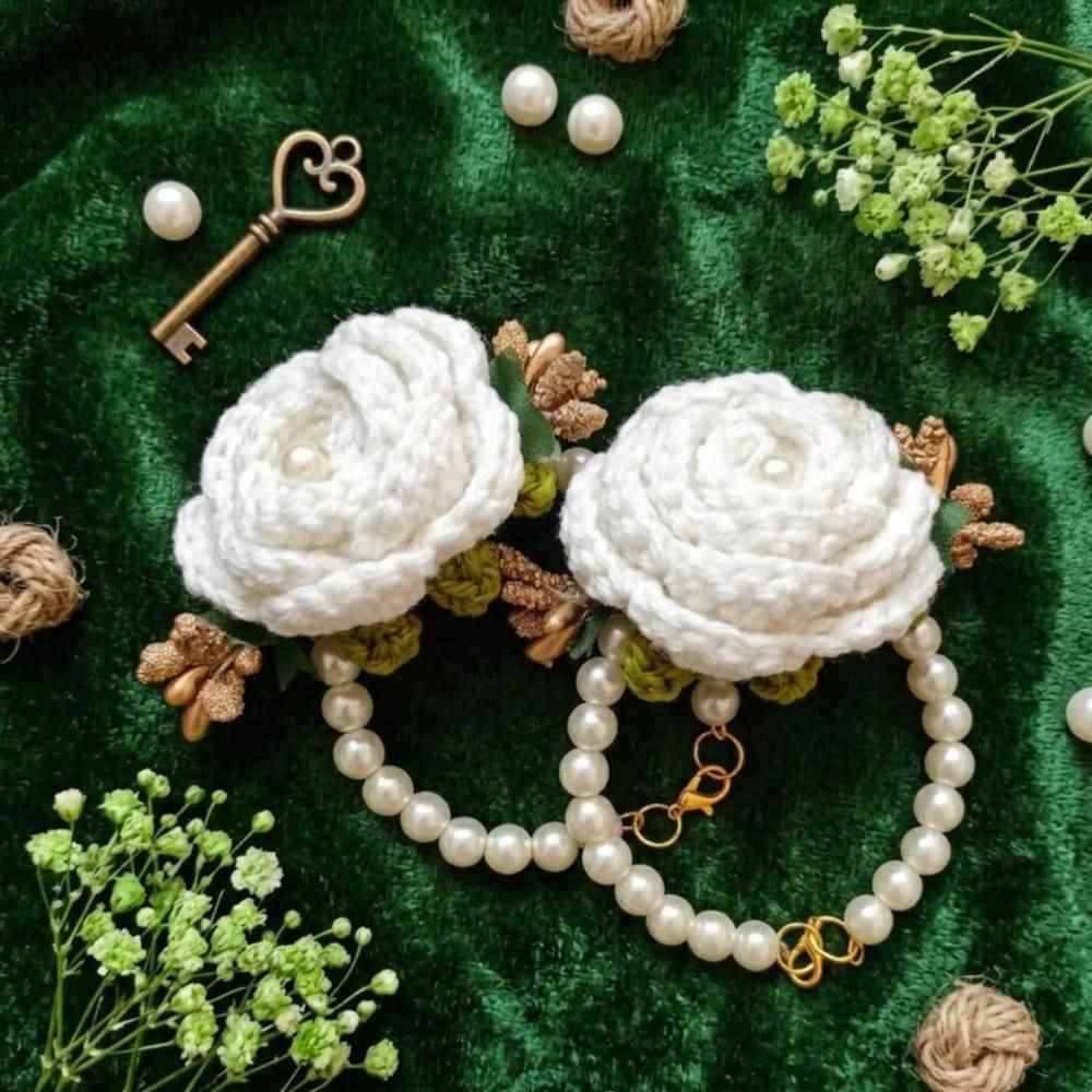 Handmade White Crochet Gajry for Girls, lightweight floral wrist gajra for daily and event wear in Pakistan