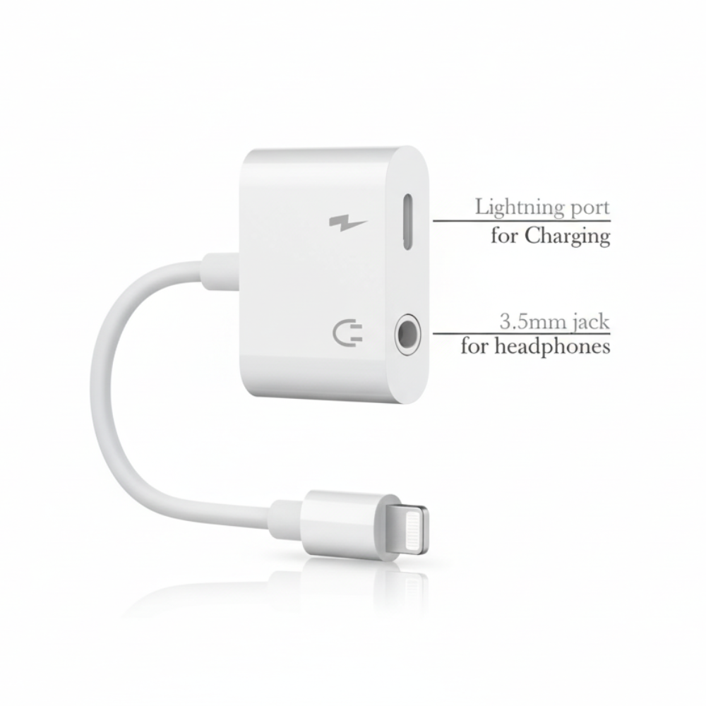 Dual ports iPhone splitter for headphones and charging