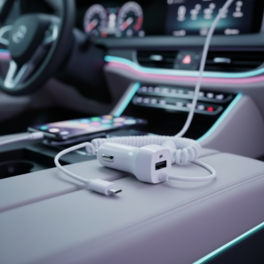 Micro USB car charger cable extended for back seat charging