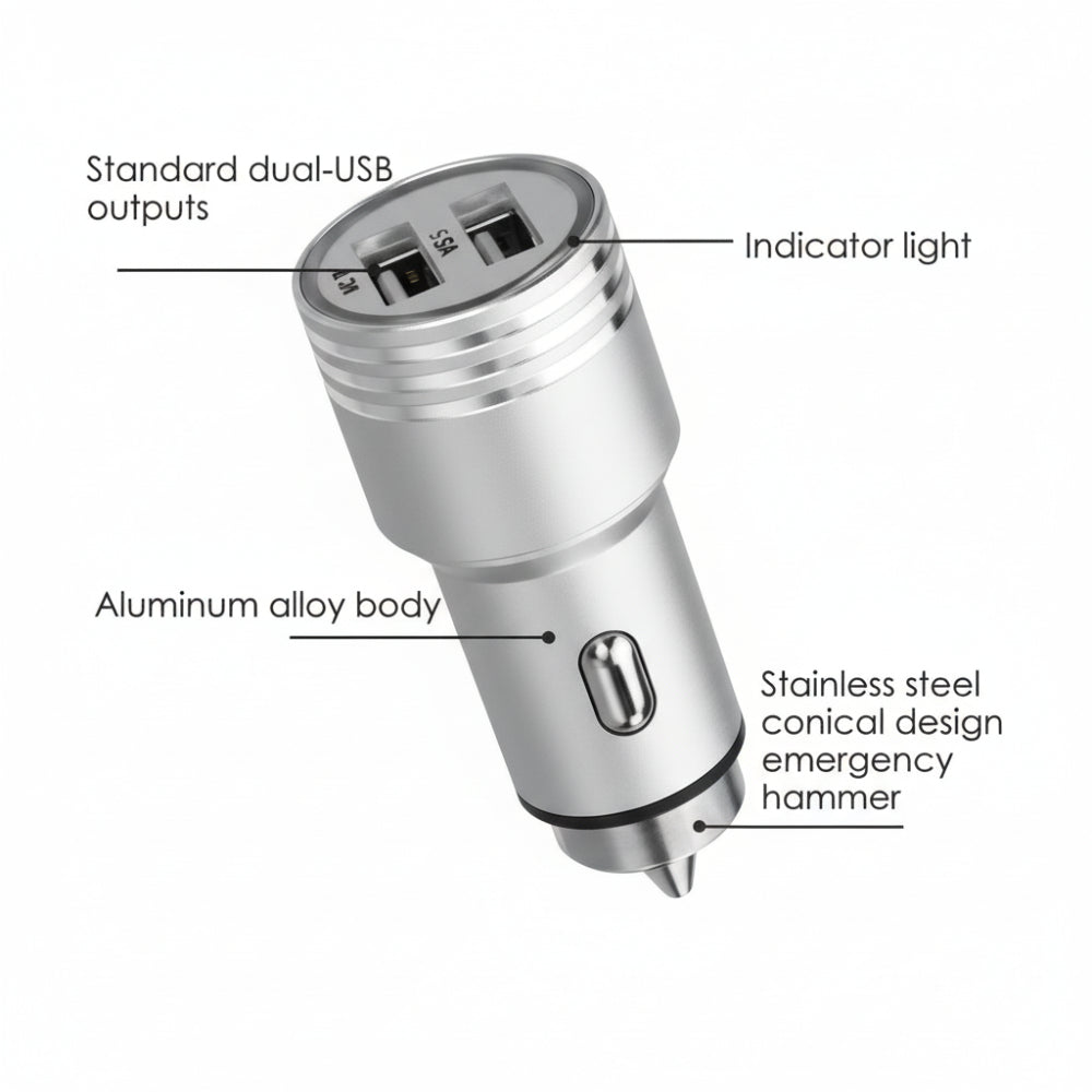 Fast charging bullet USB car charger for smartphones and gadgets